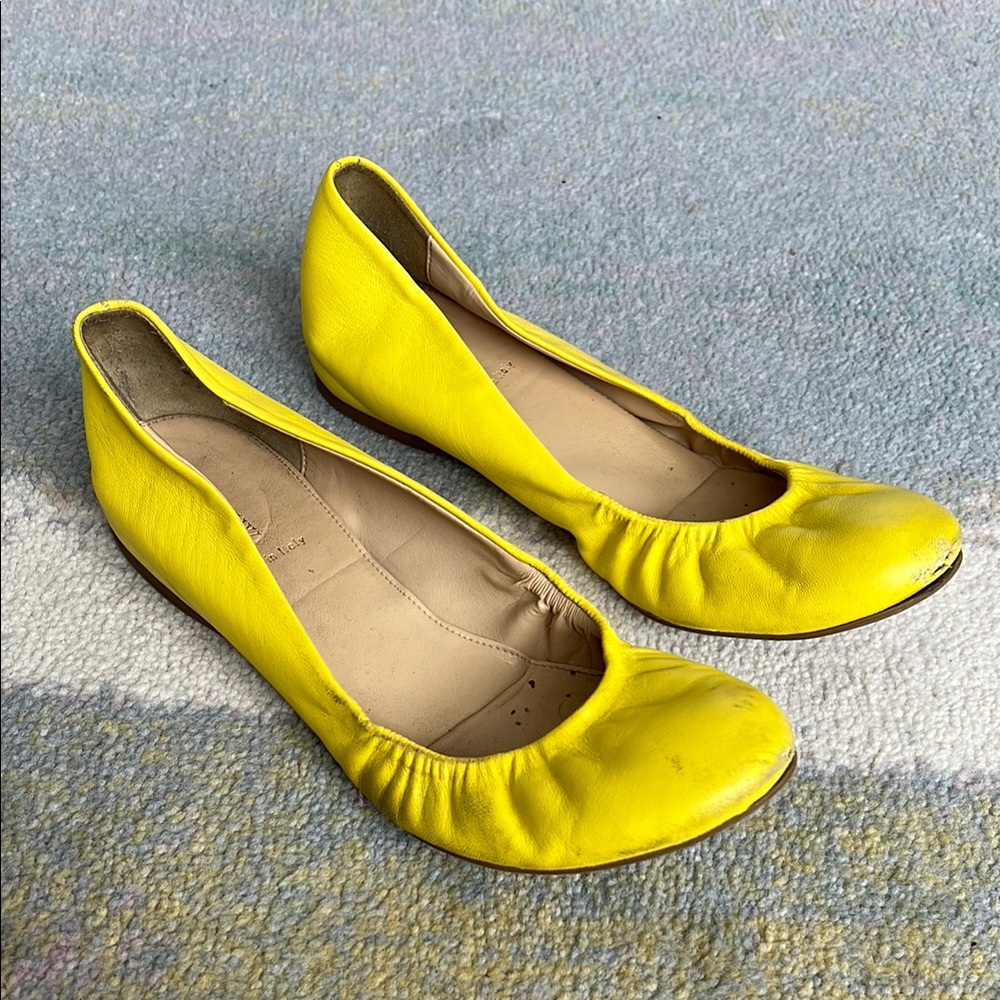 J Crew Yellow Leather CeCe Ballet Flats (8.5)